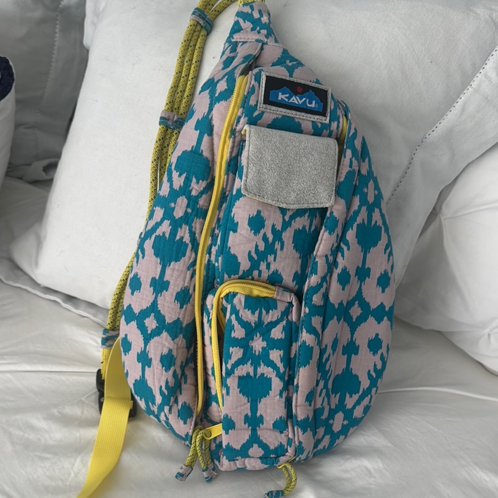 KAVU Teal and Yellow Sling Bag